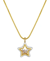 Unwritten White Enamel Cubic Zirconia Star Shaker Pendant Necklace