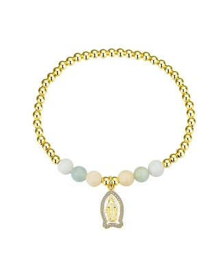 Unwritten Amazonite Cubic Zirconia Virgin Mary Beaded Stretch Bracelet