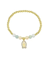 Unwritten Amazonite Cubic Zirconia Virgin Mary Beaded Stretch Bracelet