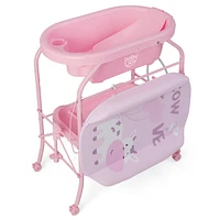 Costway Baby Changing Table with Bathtub, Folding & Portable Diaper Station Wheels