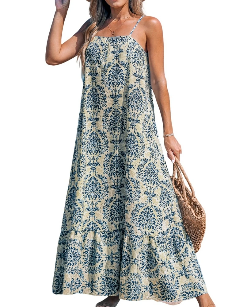 Cupshe Women's Ornate Print Cami Maxi Beach Dress