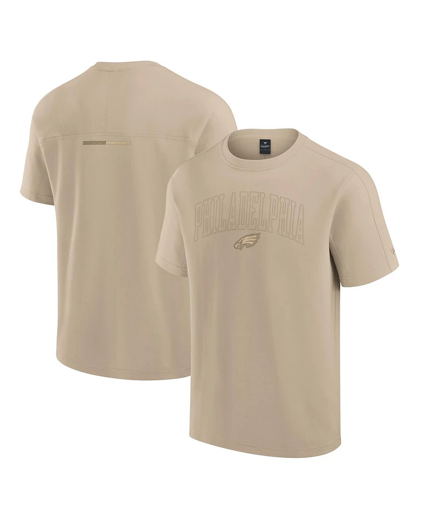 Fanatics Signature Men's and Women's Khaki Philadelphia Eagles Elements Heavyweight Tri-Blend T-Shirt