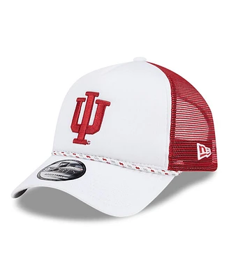 New Era Men's White/Crimson Indiana Hoosiers Court Sport Foam A-Frame 9FORTY Adjustable Trucker Hat