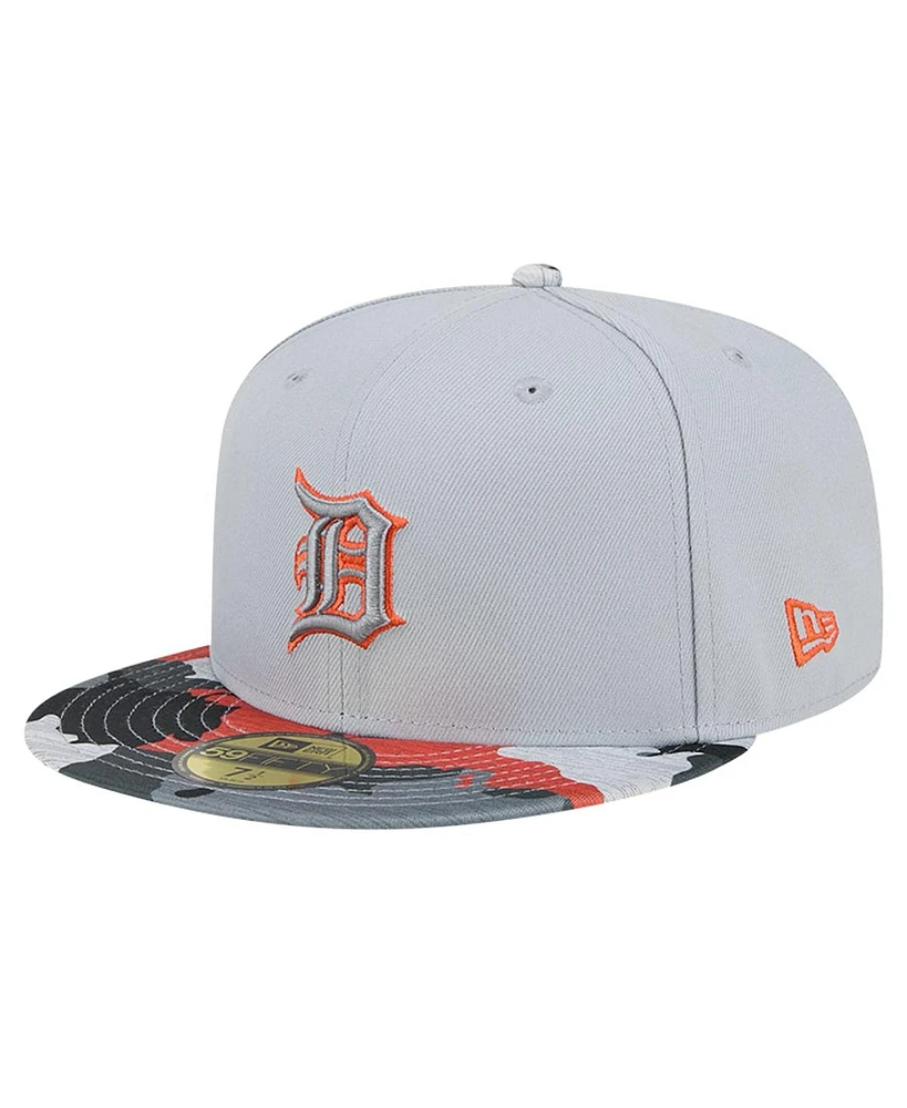 New Era Men's Gray Detroit Tigers Active Team Camo 59FIFTY Fitted Hat