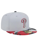 New Era Men's Gray Philadelphia Phillies Active Team Camo 59FIFTY Fitted Hat