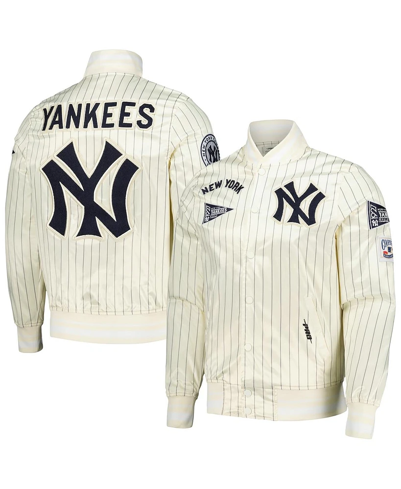 Pro Standard Men's Cream New York Yankees Cooperstown Collection Pinstripe Retro Classic Satin Full-Snap Jacket