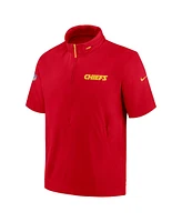 Nike Men's Kansas City Chiefs 2024 Sideline Coach Short Sleeve Half-Zip Hoodie Jacket