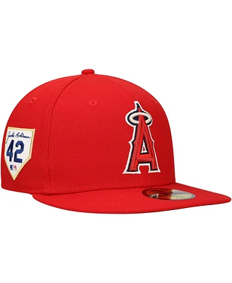 New Era Men's Red Los Angeles Angels Jackie Robinson Day Side Patch 59FIFTY Fitted Hat