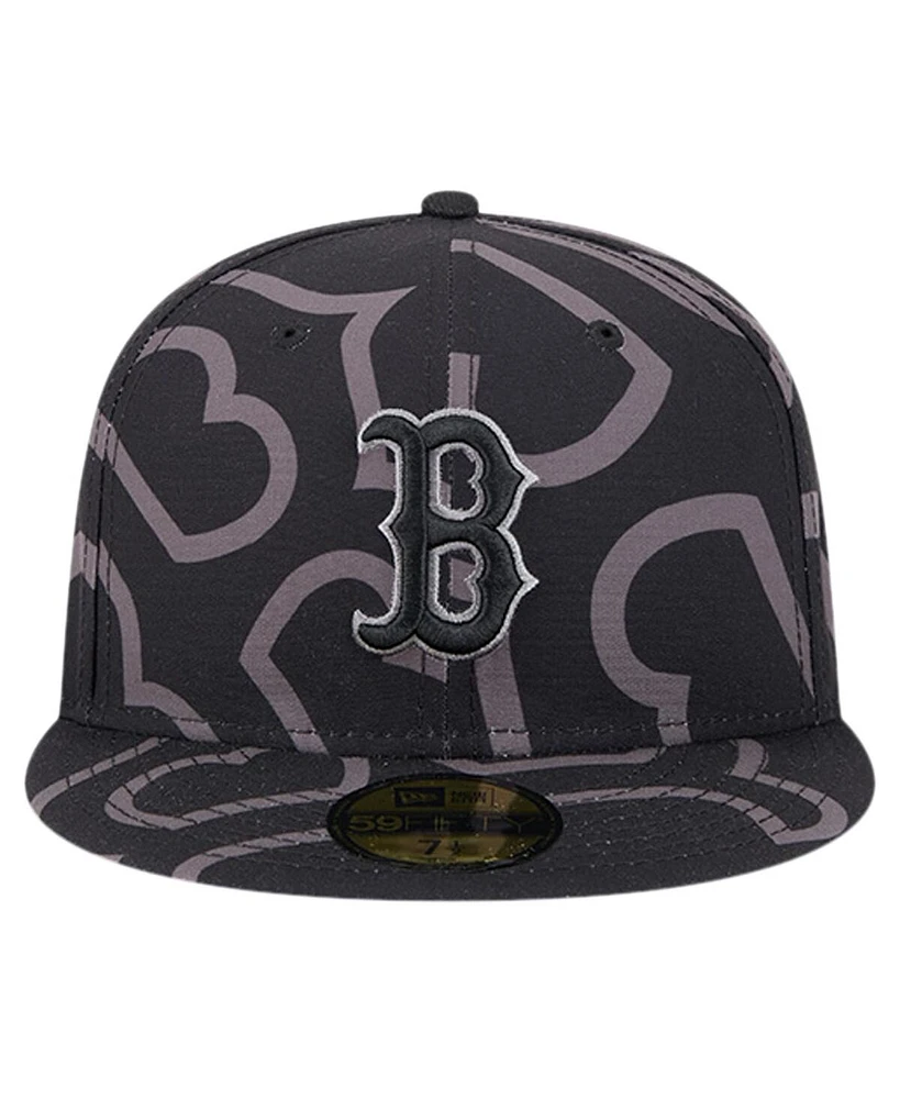 New Era Men's Black Boston Red Sox Logo Fracture 59FIFTY Fitted Hat