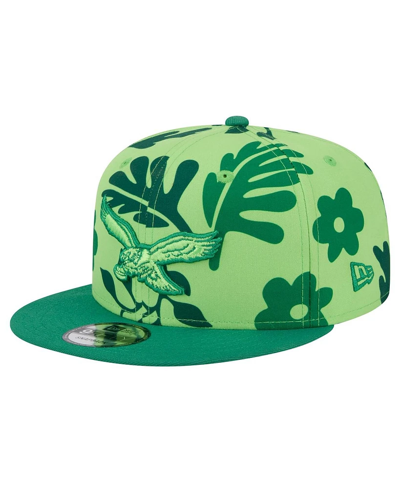 New Era Men's Light Green Philadelphia Eagles Leafy 9FIFTY Snapback Hat