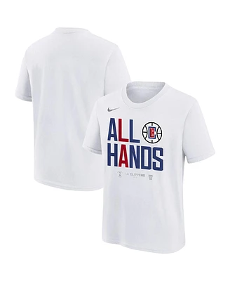 Nike Big Boys and Girls White La Clippers 2024 Nba Playoffs Mantra T-Shirt