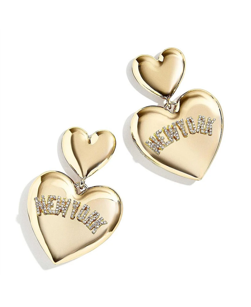 Wear by Erin Andrews x Baublebar New York Yankees Heart Statement Drop Earrings