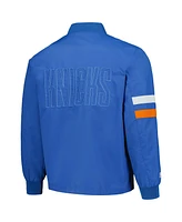 The Wild Collective Men's and Women's Blue New York Knicks Stitch Applique Full-Zip Bomber Jacket