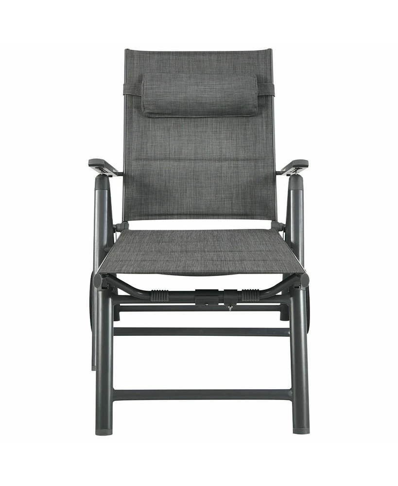 Slickblue Patio Reclining Chaise Lounge with Adjust Neck Pillow
