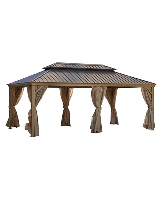 Mondawe 12x20ft Patic Gazebo Alu with Steel Canopy Outdoor Permanent Hardtop for Patio, Garden, Backyard