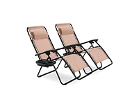 Slickblue 2 Pieces Folding Lounge Chair with Zero Gravity