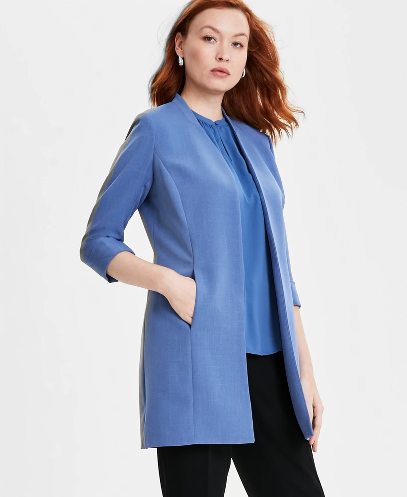Kasper Petite Open-Front Crepe Topper Jacket