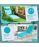 Slickblue Folding Chaise Lounge Chair Outdoor Reclining Chair for Backyard-Tuiquoise