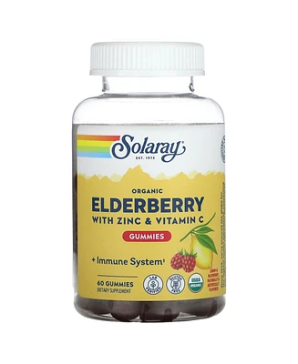 Solaray Organic Elderberry Gummies With Zinc & Vitamin C Lemon & Raspberry