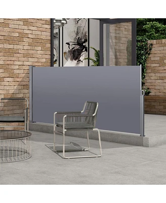 Streamdale Furniture Retractable Patio Privacy Screen: Uv Resistant, Waterproof - Dark Grey, 118.1" X 62.99"