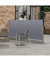 Simplie Fun Retractable Patio Privacy Screen: Uv Resistant, Waterproof - Dark Grey, 118.1" X 62.99"