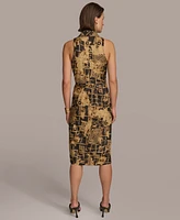 Donna Karan Women's Sleeveless Printed Tie-Front Shirtdress