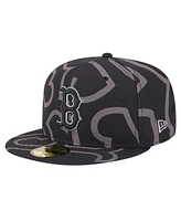 New Era Men's Black Boston Red Sox Logo Fracture 59FIFTY Fitted Hat