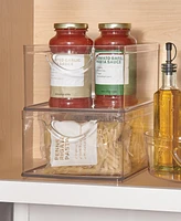 iDesign Plastic Stackable Open Front Cabinet and Pantry Storage Bin with Integrated Handles-8 x 10 x 5, Clear Bin