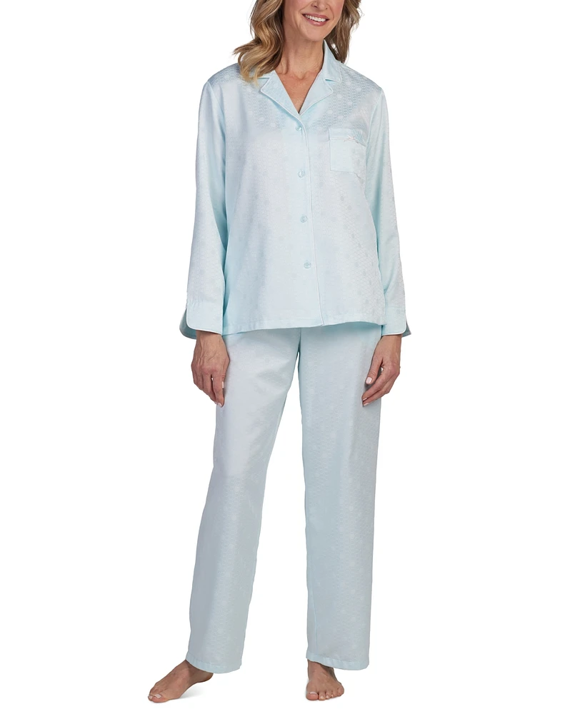 Miss Elaine Women's 2-Pc. Notched-Collar Pajamas Set