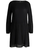 Boss by Hugo Women's Plisse Pleats Regular-Fit Crew-Neck Dress