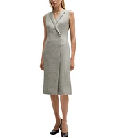 Boss by Hugo Women's Checked Crepe Wrap-Front Dress