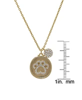 Macy's 14K Gold Plated Cubic Zirconia Dog Paw Disk Pendant Necklace