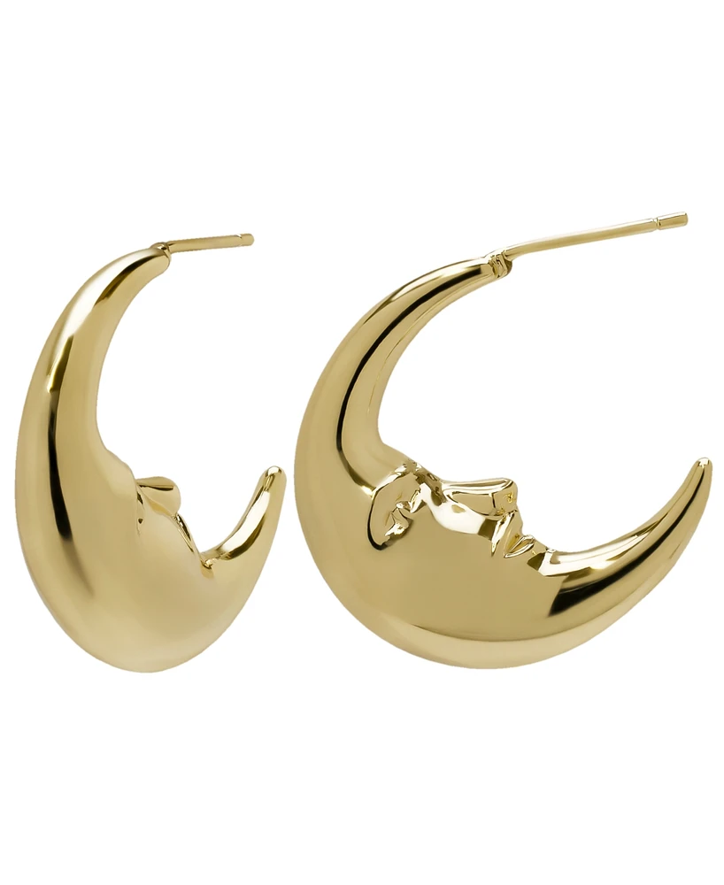 Macy's 14K Gold Plated Moon Crest Hoop Earrings