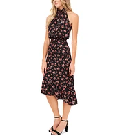 1.state Women's Floral-Print Smocked Halter Midi Dress