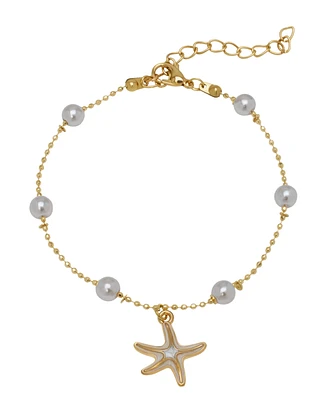 Macy's Simulated Imitation Pearls and Star Fish Charm Bracelet