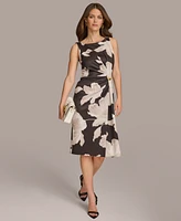 Donn Karan Women's Floral Side-Ruched Sleeveless Dress