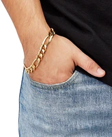 Italian Silver Men's Figaro Link Chain Bracelet in 18K Gold-Plated Sterling Silver