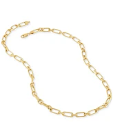 Italian Silver Men's Square Rolo Link 22" Chain Necklace in 18K Gold-Plated Sterling Silver