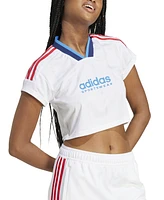 adidas Women's Tiro 3-Stripes Short-Sleeve Crop Top