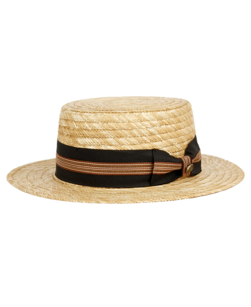 Angela & William Wheat Straw Skimmer Boater Hat