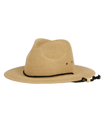 Angela & William Panama Straw Fedora Sun Hat with Chin Cord