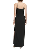 Eliza J Women's Bow-Bodice Embellished-Strap Side-Slit Dress