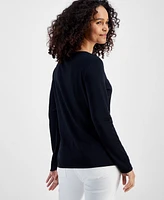 Holiday Lane Women's Cardinal Shine Long-Sleeve Top, Created for Macy's