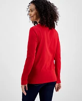 Holiday Lane Women's Joy Shine Long-Sleeve Top, Created for Macy's