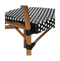 Merrick Lane Celia Set Of Two Stacking Thonet Bistro Style Chair With Arms, Pe Rattan Seat, And Metal Frame For Indoor/Outdoor Use