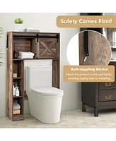 Costway Over the Toilet Bathroom Storage Cabinet with Sliding Barn Door