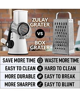 Zulay Kitchen Rotary Cheese Grater with 3 Interchangeable Blade Drums - Hand Crank Cheese Shredder and Slicer with Reinforced Suction