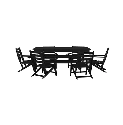 Merrick Lane Maitland Pc Adirondack Table And Chairs With Fold Out Cupholders Recycled Hdpe