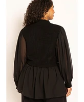 Eloquii Plus Twofer Sweater With Chiffon