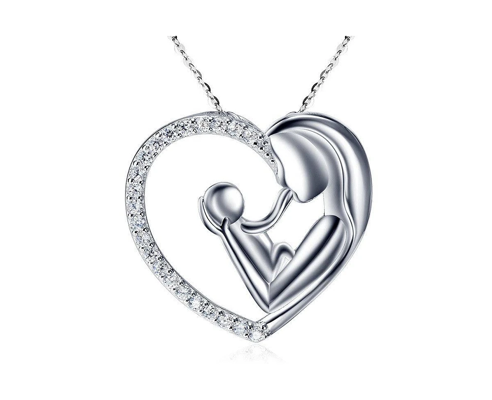 Hollywood Sensation Mother Child Necklace with Cubic Zirconia